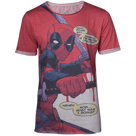 Marvel Deadpool Heren Tshirt -M- All Over Print Multicolours/Rood