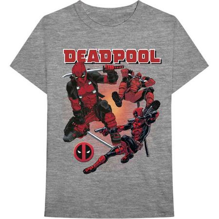 Marvel Deadpool Heren Tshirt -M- Deadpool Collage 1 Grijs