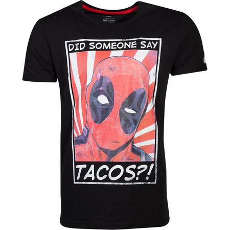 Marvel Deadpool Heren Tshirt -S- Tacos Zwart