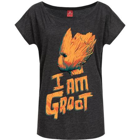Marvel Guardians Of The Galaxy Dames Tshirt -XL- I Am Groot Grijs