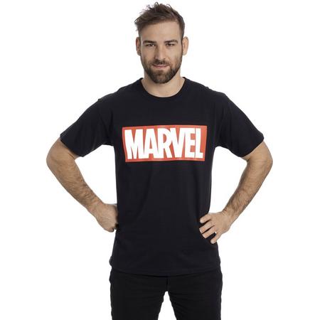 Marvel Heren Tshirt -XXL- Logo Zwart