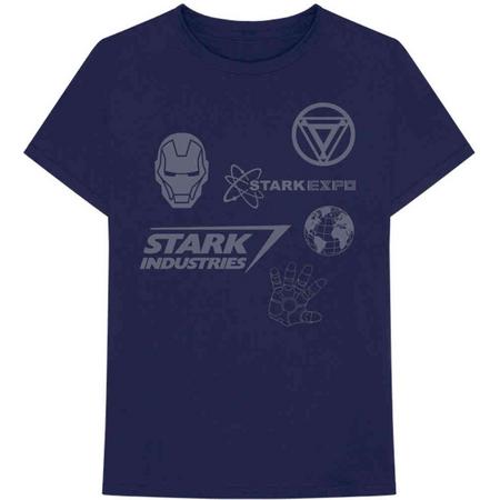 Marvel Iron Man Heren Tshirt -XL- Iron Man Stark Expo Blauw