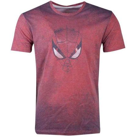 Marvel Spiderman Heren Tshirt -M- Acid Wash Rood