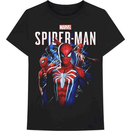 Marvel Spiderman Heren Tshirt -M- Spider 4 Montage Zwart