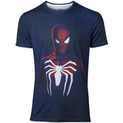 Marvel Spiderman Heren Tshirt -S- Acid Wash Blauw