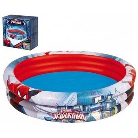 Marvel Spiderman rond opblaasbaar zwembad 152 cm baby/kinderen - Buitenspeelgoed waterspeelgoed - Pierenbadje/kinderzwembad