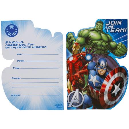 Marvel Uitnodigingen Avengers Jongens 12 Cm Blauw 8 Stuks