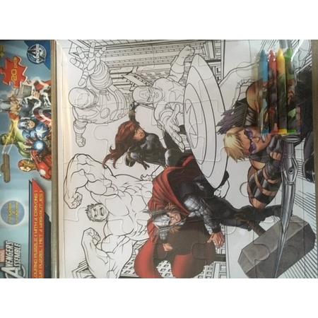 Set van 2 Marvel Avengers kleurpuzzels met 4 waskrijtjes
