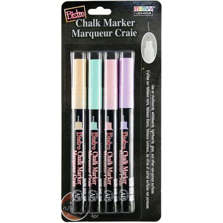 Uchida - Bistro Chalk Markers - Extra Fijn - Pastel Kleuren - set 4 stuks