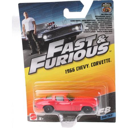 Mattel Fast & Furious 1966 Chevy Corvette Rood 9 Cm