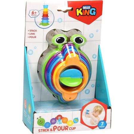 Max King - Stapeltoren Rups badspeelgoed baby - vanaf 6 maanden - 7 bakjes - zandbak zwembad speelgoed baby