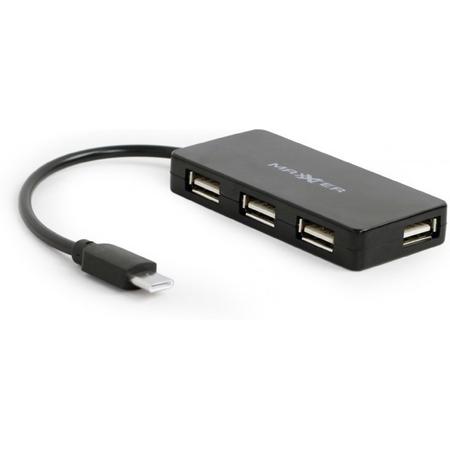 Maxxter USB Hub 4 Poorten - USB Type-C - Zwart