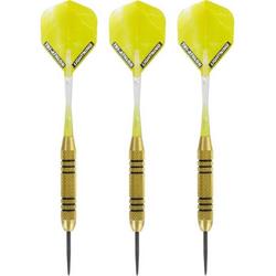1x Set van 3 dartpijlen Speedy Yellow Brass 23 grams - Darten/darts sport artikelen pijltjes messing