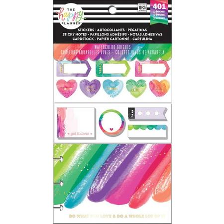 Me and My Big Ideas - Happy Planner Note Cards/Sticky Note Multi Pack - Watercolored Brights - 401Pieces