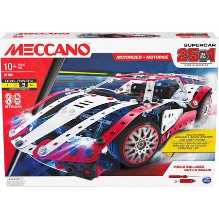 Meccano Bouwpakket Supercar 25-in-1 Staal 351-delig Wit/rood