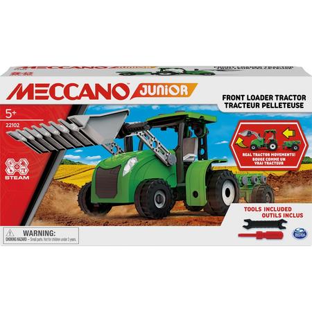 Meccano Junior - Tractor met voorlader bewegende delen en gereedschap - S.T.E.M.-bouwpakket