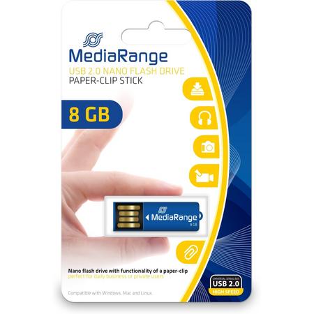 MediaRange MR975 8GB USB 2.0 Capacity Blauw USB flash drive