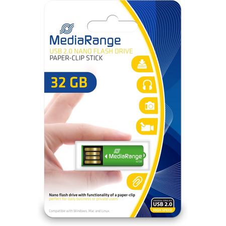 MediaRange MR977 32GB USB 2.0 Capacity Groen USB flash drive