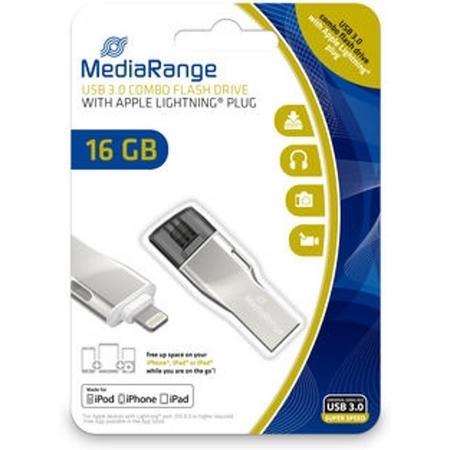 MediaRange MR981 USB flash drive 16 GB USB Type-A / Lightning 3.0 (3.1 Gen 1) Zilver