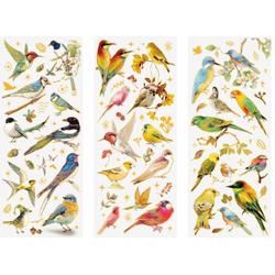 3 stickervellen Vogels - Sticker Birds - Vogel stickers - Hobbystickers - Goud Foil