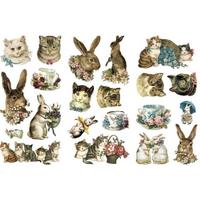 Stickerset Poezen en Konijnen - 3 sticker vellen Cat & Rabbit - O.a voor bulletjournal, voor scrapbooking en het maken van kaarten