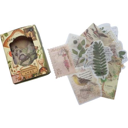 Vintage Stickers - 100 stuks - Nature - Bloemen - Planten - Paddenstoelen - Bladeren - Takjes Sticker - Leuk voor o.a Bulletjournal, Scrapbooking en Kaarten Maken.