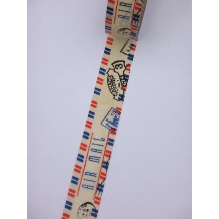 Washi Tape Air Mail - 10 meter x 1,5 cm. Masking Tape Luchtpost - Bulletjoural Tape - Tape voor Srapbooking
