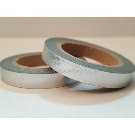 Washi Tape Foil Zilver - 2 rollen - 10 meter x 7.5 mm. Masking Tape Silver