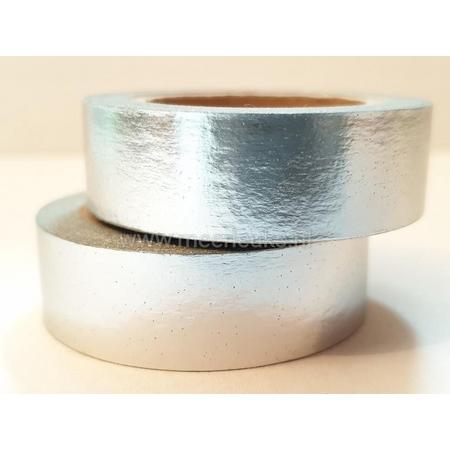 Washi Tape Zilver - 10 meter x 1,5 cm. - Masking Tape Silver