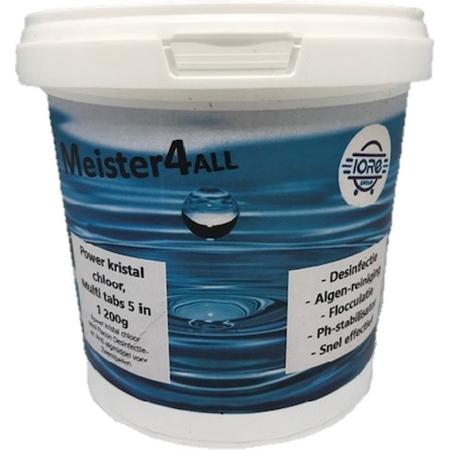 Meister4all Power 200 gram kristal chloor Flacon Desinfectie- en Anti-algmiddel voor Zwembaden - 5x 200 g - 1 kg (Chloor tabletten 90% actief chloor)