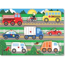 Melissa & Doug - Wooden Peg Puzzle - Vehicles