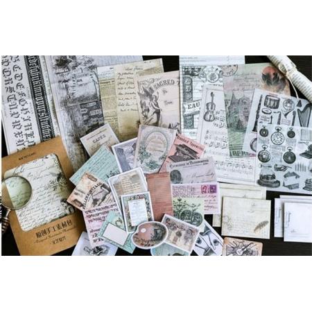 Vintage Paper- & Stickerset - 1 - Hobbypapier en stickers