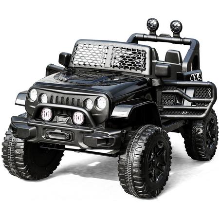 Merax Jeep 2-zits Elektrische Kinderauto - Veilige Auto Voor Kinderen Vanaf 3 Jaar - Inclusief Afstandsbediening - Zwart