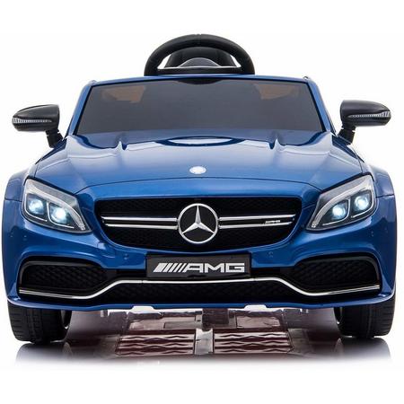 Elektrische Kinderauto Mercedes-Benz C63 AMG Blauw 12V Met Afstandsbediening FULL OPTION