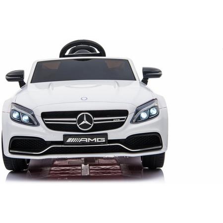 Elektrische Kinderauto Mercedes-Benz C63 AMG Wit 12V Met Afstandsbediening FULL OPTION