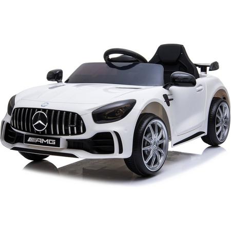 Elektrische Kinderauto Mercedes-Benz GTR AMG Wit 12V Met Afstandsbediening FULL OPTIONS