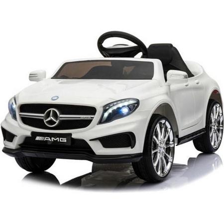 Mercedes GLA 45 Elektrische Kinderauto 12v - Wit - Afstand Bestuurbaar - Muziek Module - 12v - Kunst Lederen Stoelen - Rubberen banden
