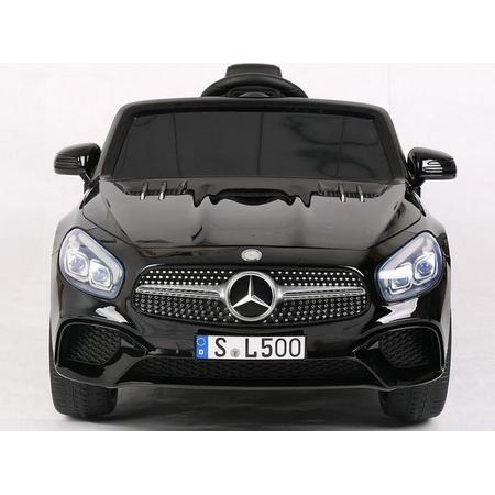 Mercedes elektrische kinderauto SL500- zwart-leren stoel-rubbere banden