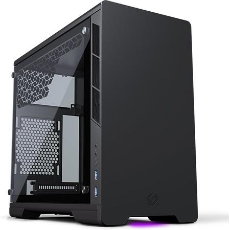 MetallicGear Neo Mini V2 Series Mini-ITX Case, Compact Chassis, Sand blasted aluminum, Tempered Glass panel, liquid cooling ready - Black