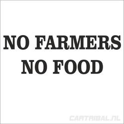 no farmers no food sticker voor raam, auto, tractor of trekker - 15x5cm - wit