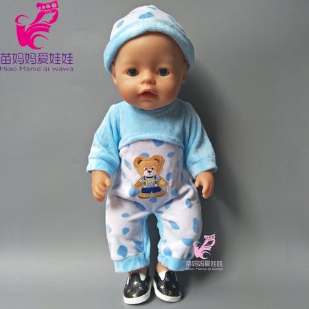 Poppenkleertjes - Geschikt voor Baby Born - Blauwe pyjama met muts - Beer