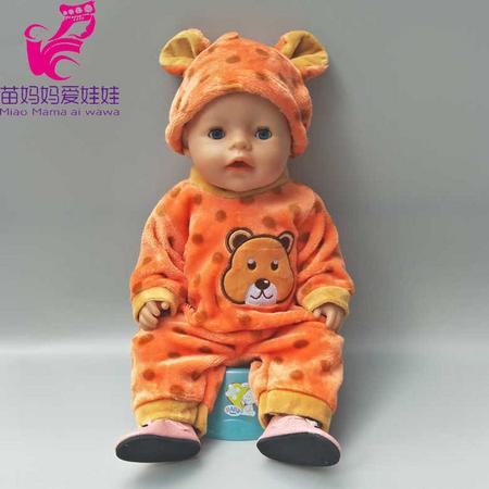 Poppenkleertjes - Geschikt voor Baby Born - Oranje beer onesie
