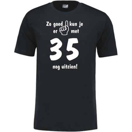 Mijncadeautje - Leeftijd T-shirt - Zo goed kun je er uitzien 35 jaar - Unisex - Zwart (maat L)