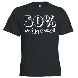 Mijncadeautje T-shirt - 50% vrijgezel - Unisex Zwart (maat L)