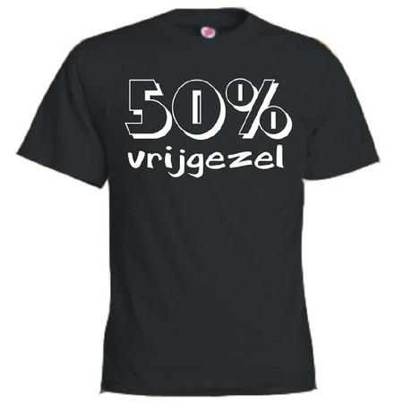 Mijncadeautje T-shirt - 50% vrijgezel - Unisex Zwart (maat L)