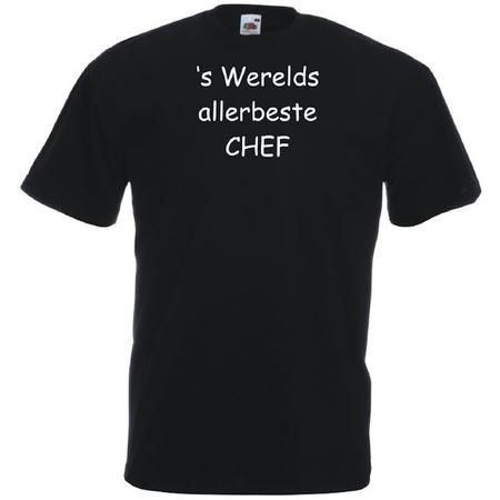 Mijncadeautje T-shirt - s Werelds beste Chef - Heren Zwart (maat XL)