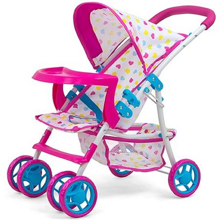 Milly Mally Poppenwagen Kate Candy 54 Cm Roze/blauw
