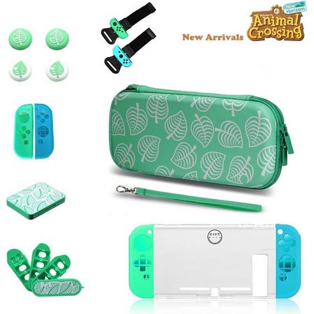 Animal Crossing Switch - Nintendo Switch Accessoires - 11-IN-1 Nintendo Switch Case Set - Nintendo Switch Case - Animal Crossing - Special Edition - Hard Case - Duim Grepen - Grip - Controller Protectie