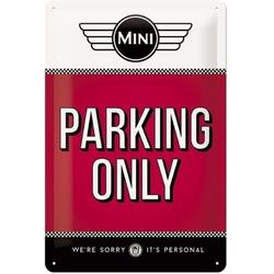 Rood muurplaatje Mini parking only