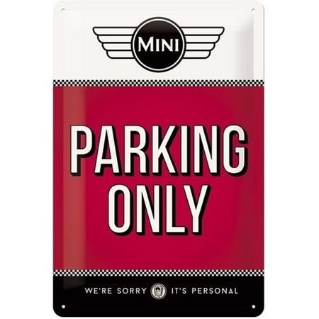 Rood muurplaatje Mini parking only